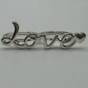 4/$20 Two Finger Silver Love Ring